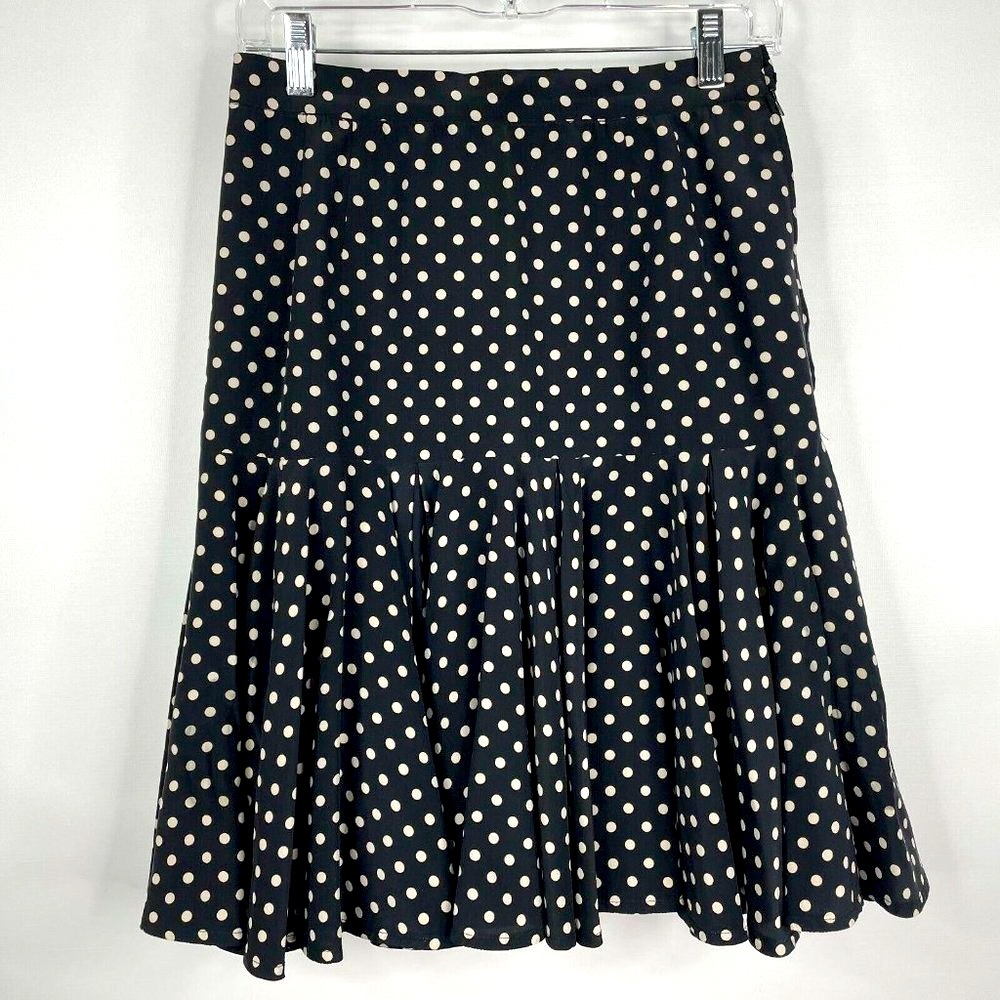 Valentino Black and Cream Polka Dot A-Line Skirt